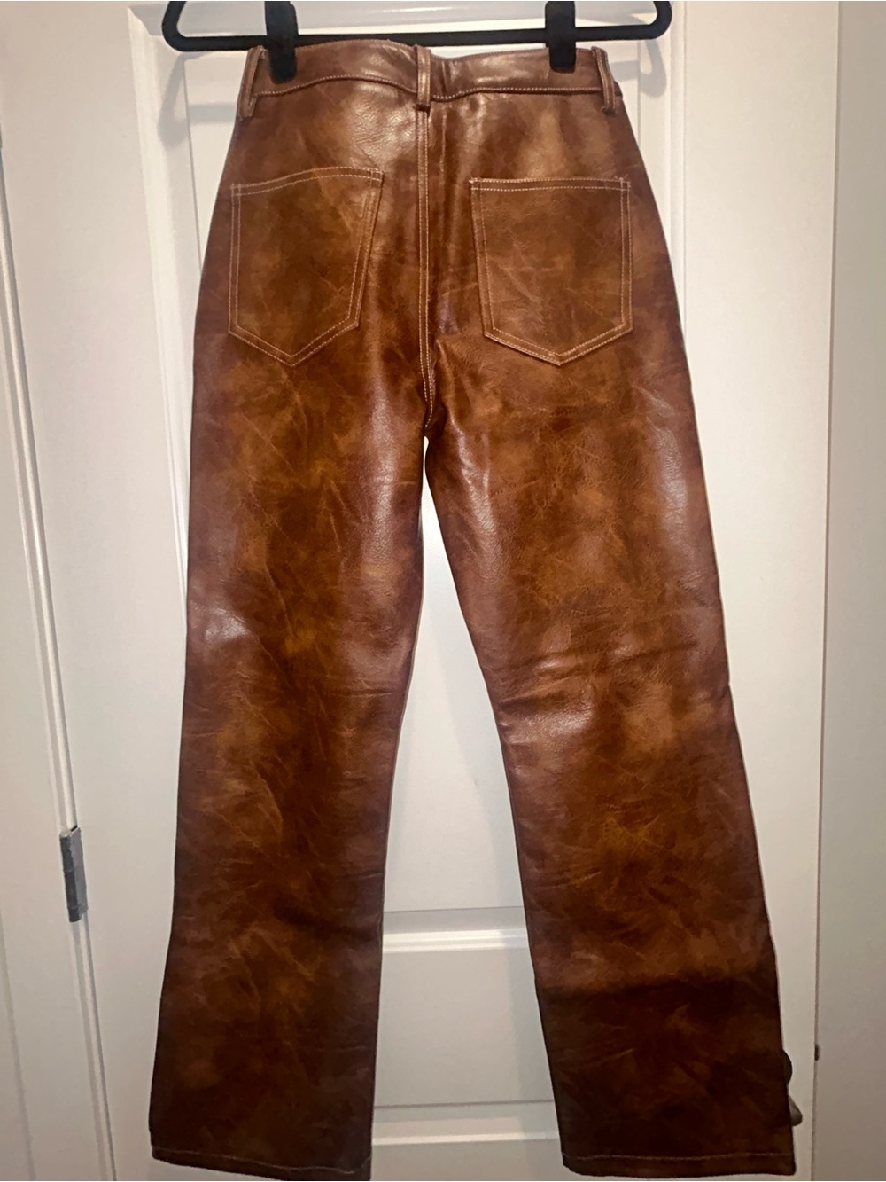 12th Tribe Brown Faux-Leather Maeve Pants - Picture 3 of 4